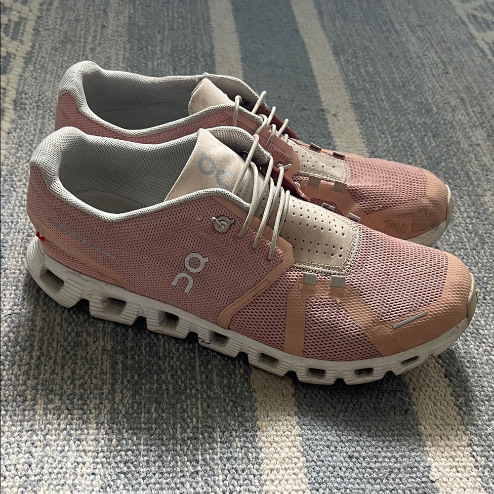 On Running Blush and Beige Athletic Shoes